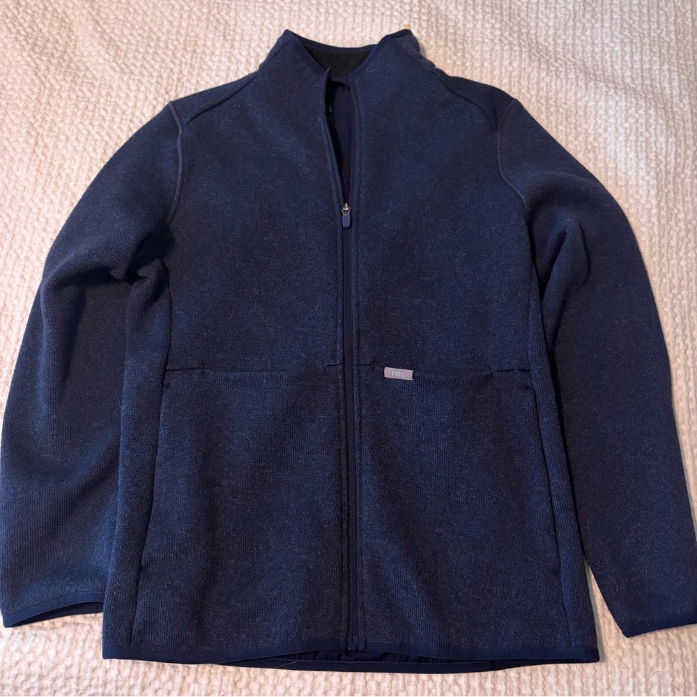 Navy Figs On-Shift Sweater Knit Jacket